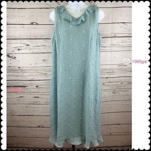 Mary McFadden Collection Pale Blue Lined Dress XL